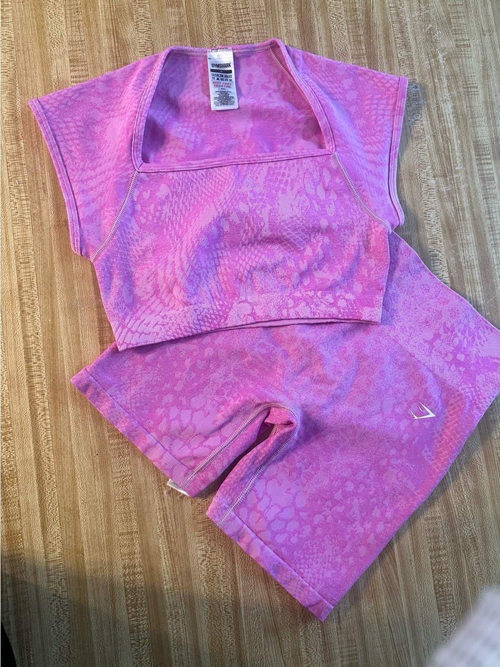 Gymshark Pink Seamless Crop Top and High-Waist Shorts Set